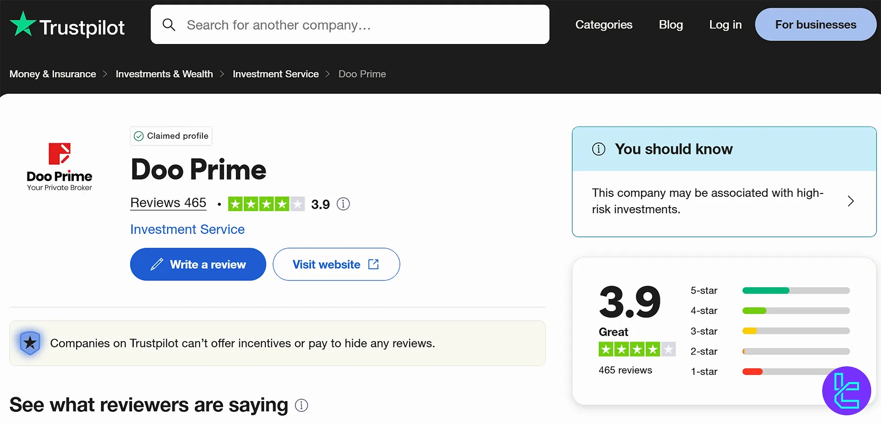 Doo Prime on Trustpilot